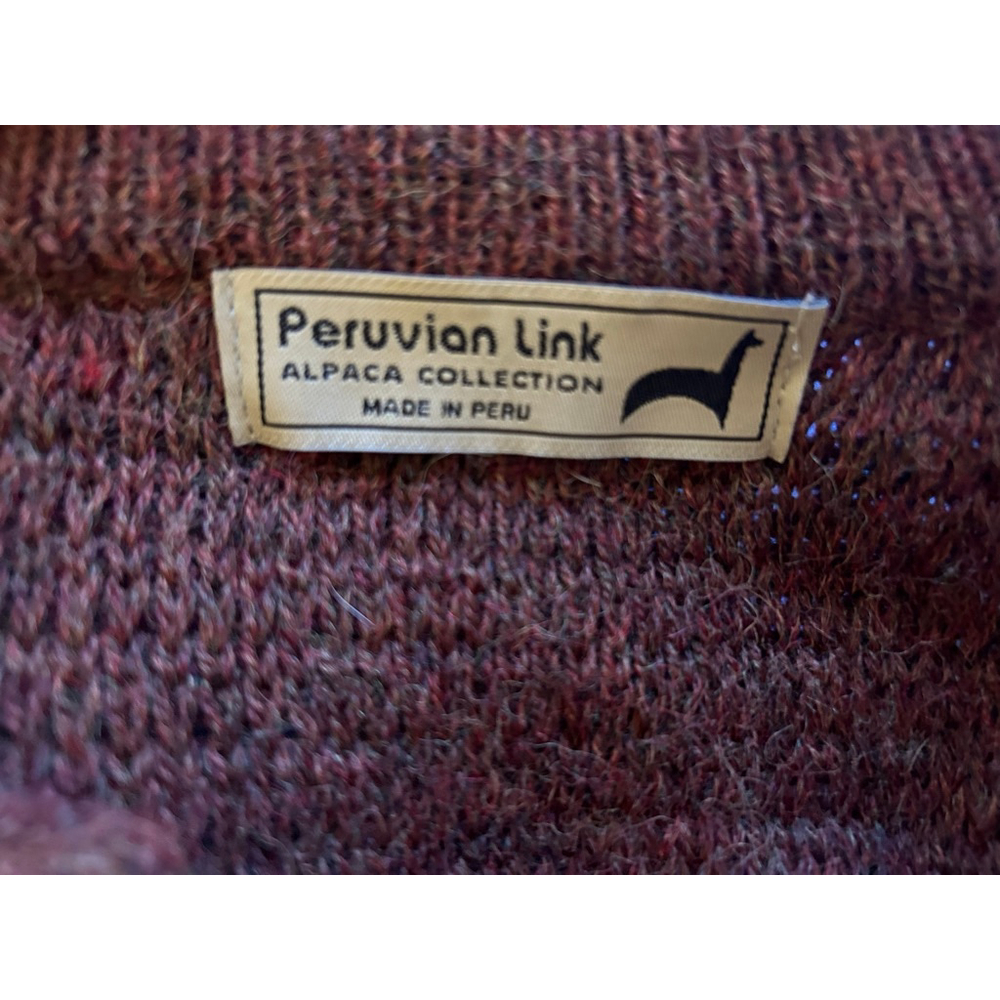 Women's Peruvian Link Brown Alpaca Cardigan Size M/large - Picture 4 of 6